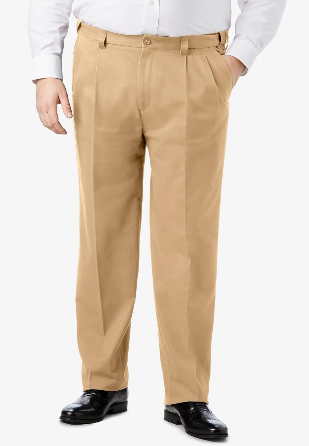 KingSize Men's Big & Tall Classic Fit Wrinkle-Free Expandable Waist Pleat Front Pants