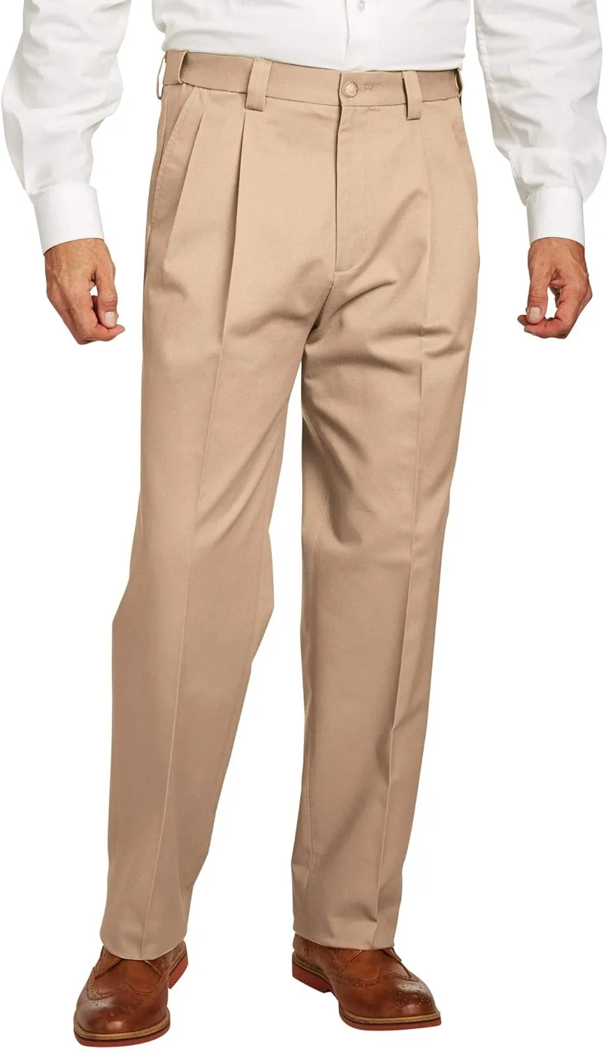 KingSize Men's Big & Tall Classic Fit Wrinkle-Free Expandable Waist Pleat Front Pants
