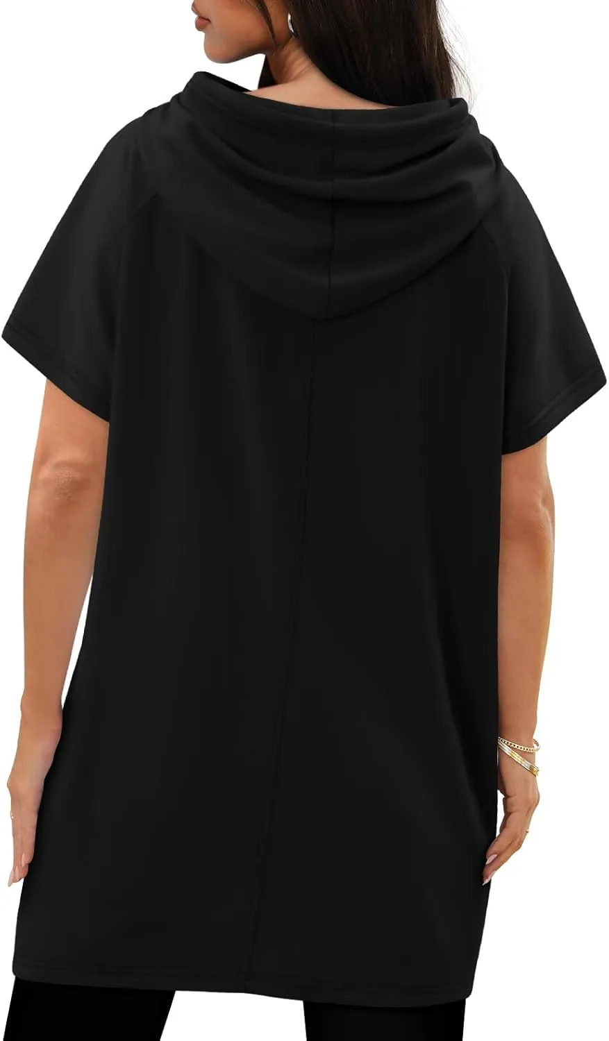 KISSMODA Long Shirts for Women Plus Size Summer Dresses 2025 Pullover Hoodies Short Sleeve Tunic Tops With Pockets