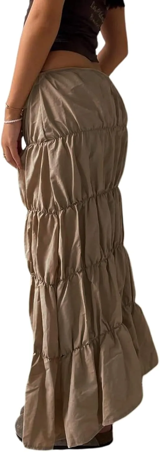 KMBANGI Women Y2k Bodycon Long Skirt Solid Sexy Wrapped Midi Cargo SkirtAnkle Length Pencil Skirts Streetwear