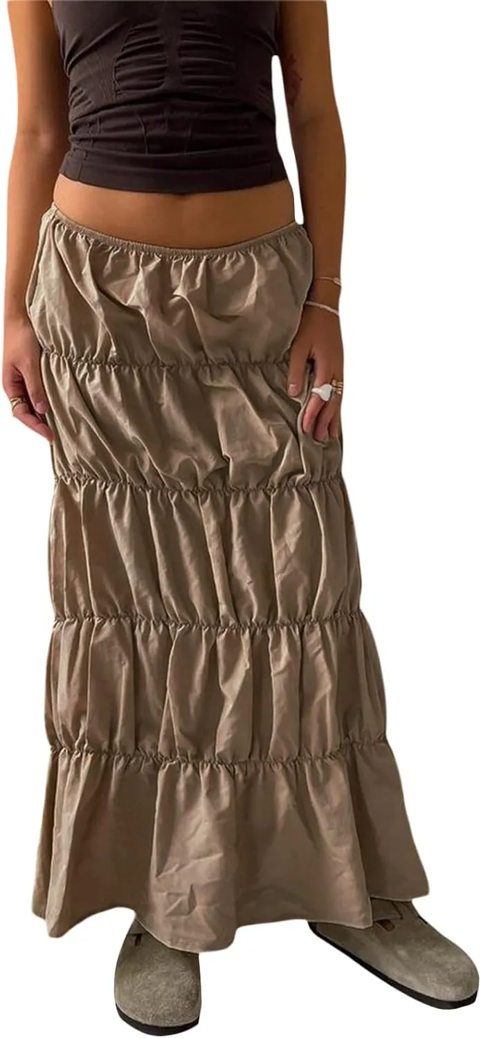 KMBANGI Women Y2k Bodycon Long Skirt Solid Sexy Wrapped Midi Cargo SkirtAnkle Length Pencil Skirts Streetwear