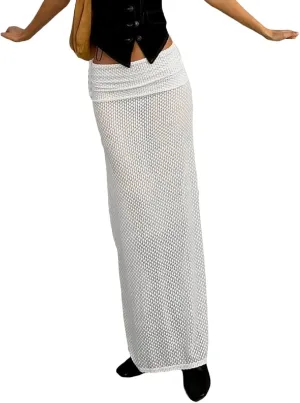 KMBANGI Women Y2k Bodycon Long Skirt Solid Sexy Wrapped Midi Cargo SkirtAnkle Length Pencil Skirts Streetwear