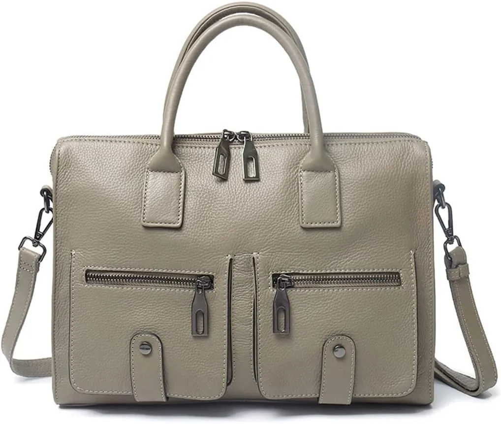 Korean Version Of The First Layer Of Cowhide Commuter Office Handbag Leather Large Capacity Briefcase