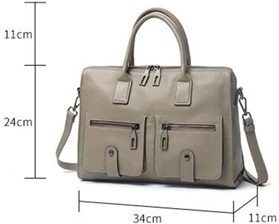 Korean Version Of The First Layer Of Cowhide Commuter Office Handbag Leather Large Capacity Briefcase