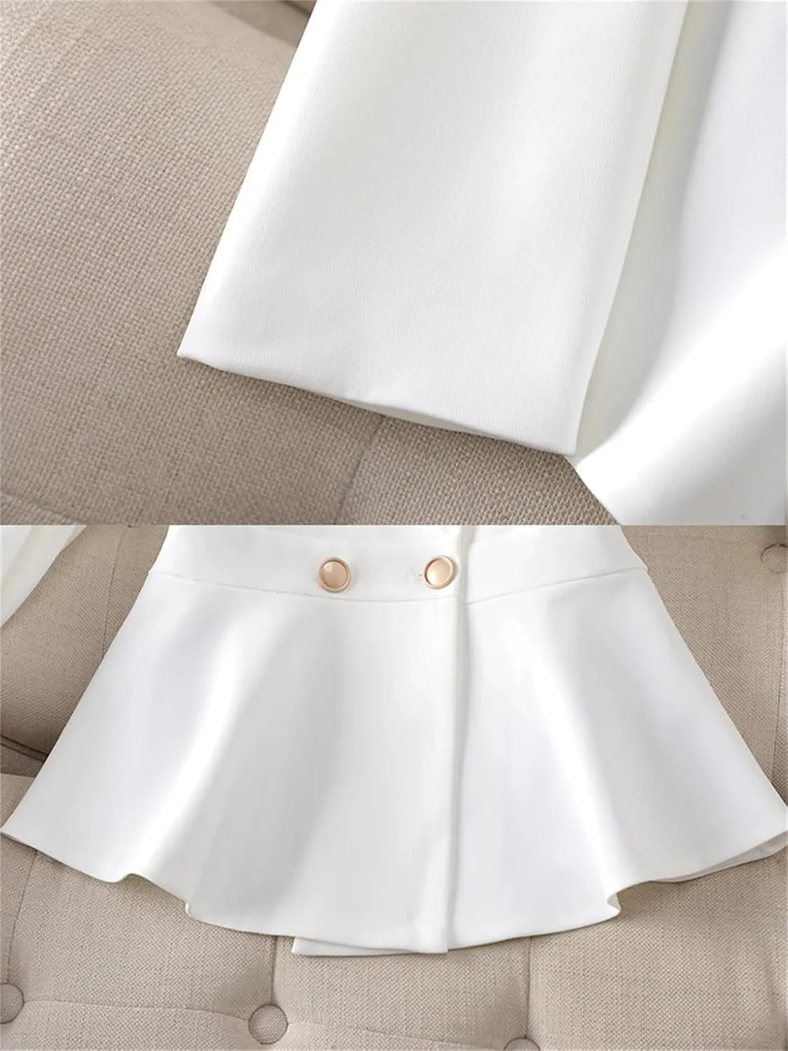 Ladies Elegant Pant Suit Women Slim Ruffle Jacket Blazer and Trouser Work Wear Formal 2 Piece Set