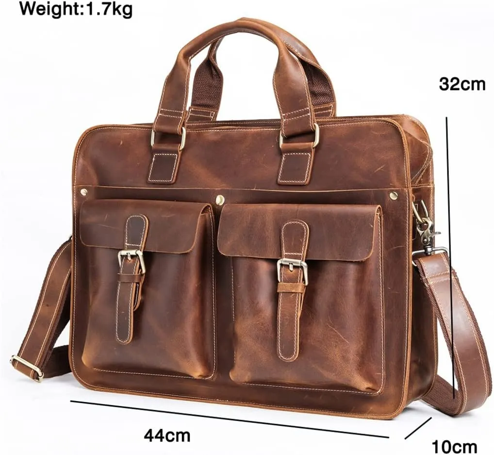 Large Leather Briefcase Bag Laptop Handbags Computer Bag for Men Male Leather Briefcase for Business Travel