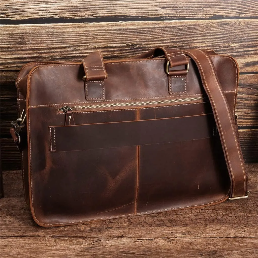 Large Leather Briefcase Bag Laptop Handbags Computer Bag for Men Male Leather Briefcase for Business Travel
