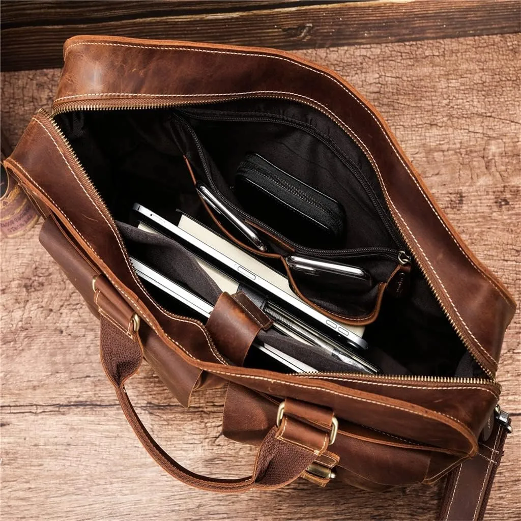 Large Leather Briefcase Bag Laptop Handbags Computer Bag For Men Male Leather Briefcase For Business Travel