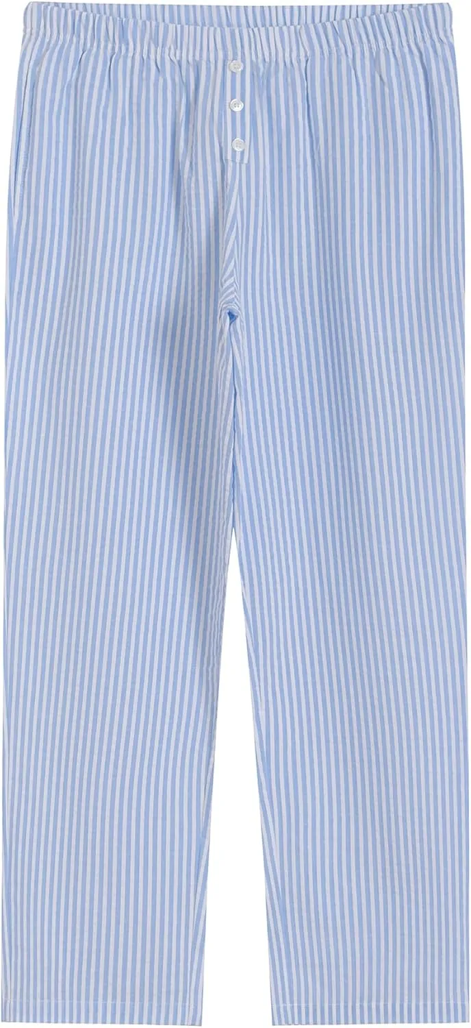 Latuza Women's 2 Pack Cotton Pajama Pants Seersucker Lounge Pants with Pockets