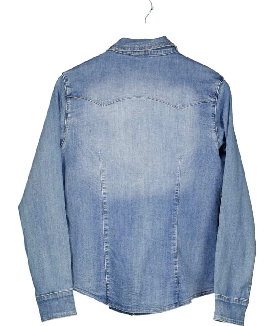 LAW & CO Blue Melly Daisy Fitted Denim Shirt UK L