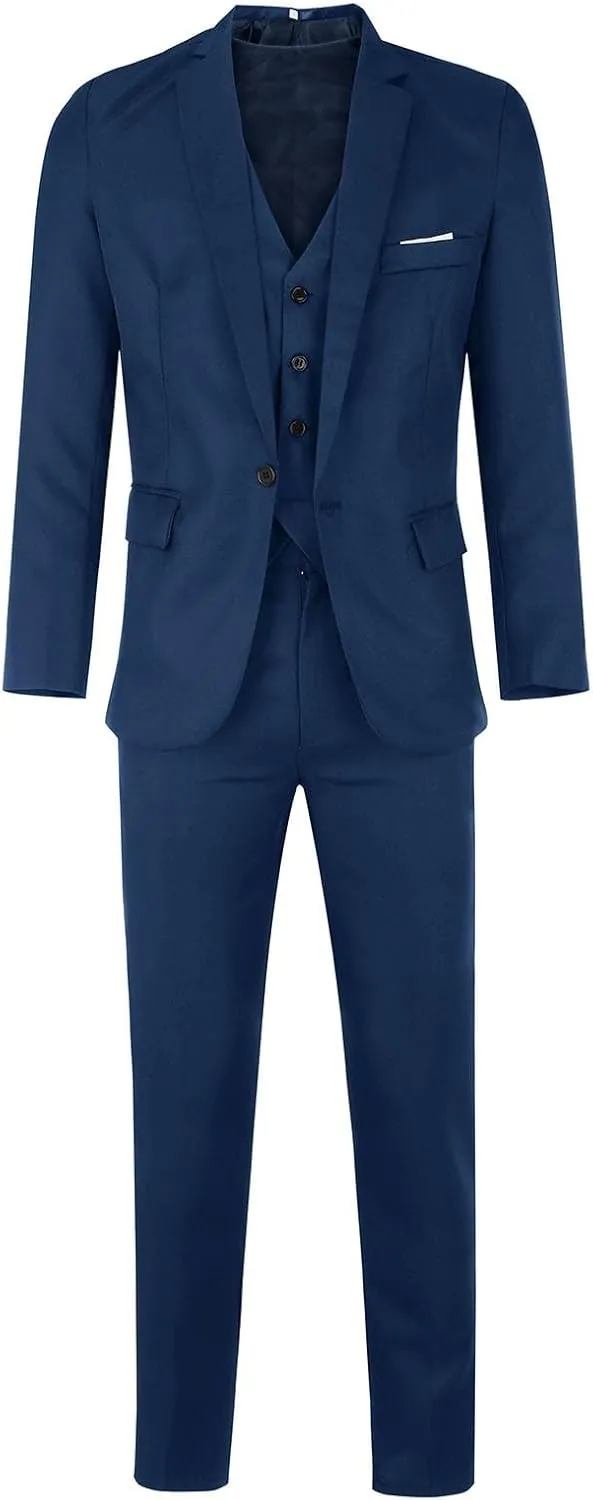 LCMTWX Men'S Suit Slim 3 Suit Business Wedding Party Jacket Vest & Pants Coat Black Suits for Men Black Suit for Men Men'S