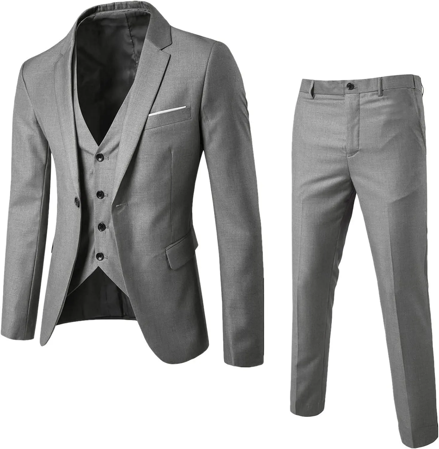 LCMTWX Men'S Suit Slim 3 Suit Business Wedding Party Jacket Vest & Pants Coat Black Suits for Men Black Suit for Men Men'S