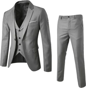 LCMTWX Men'S Suit Slim 3 Suit Business Wedding Party Jacket Vest & Pants Coat Black Suits for Men Black Suit for Men Men'S