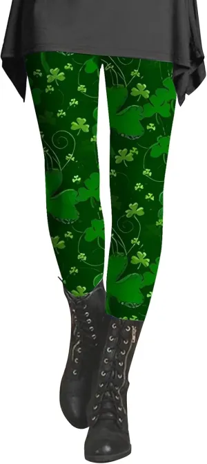 LCMTWX Womens St Patrick's Day Costume St. Patricks Day Print High Waist Yoga Pants for Women's Workout Clothes for Fold
