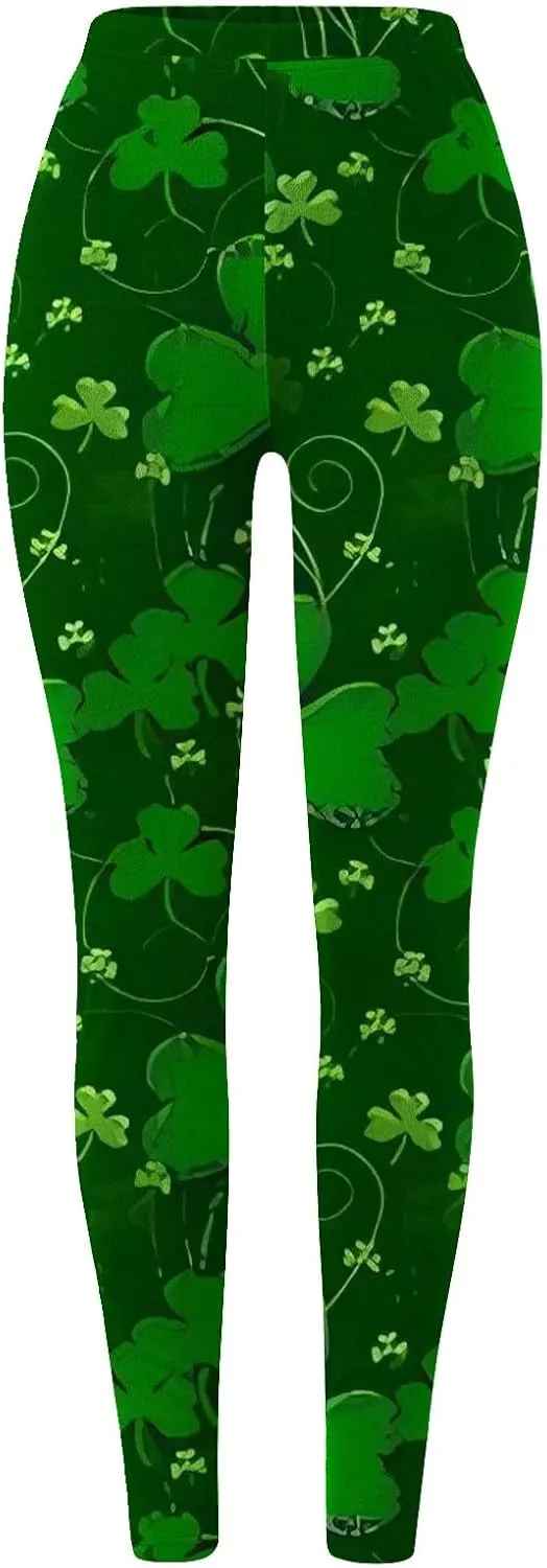 LCMTWX Womens St Patrick's Day Costume St. Patricks Day Print High Waist Yoga Pants for Women's Workout Clothes for Fold