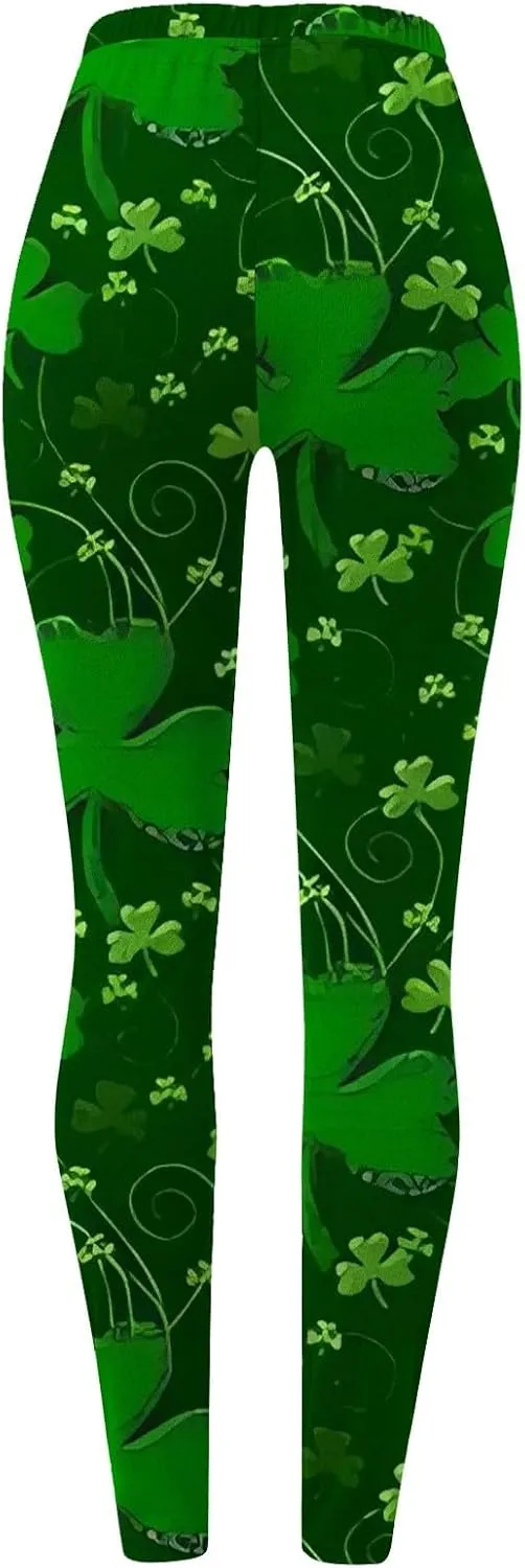 LCMTWX Womens St Patrick's Day Costume St. Patricks Day Print High Waist Yoga Pants for Women's Workout Clothes for Fold