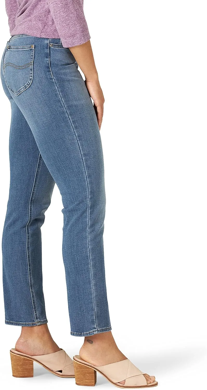 Lee Women's Petite Ultra Lux Mid Rise Slim Fit Straight Leg Jean