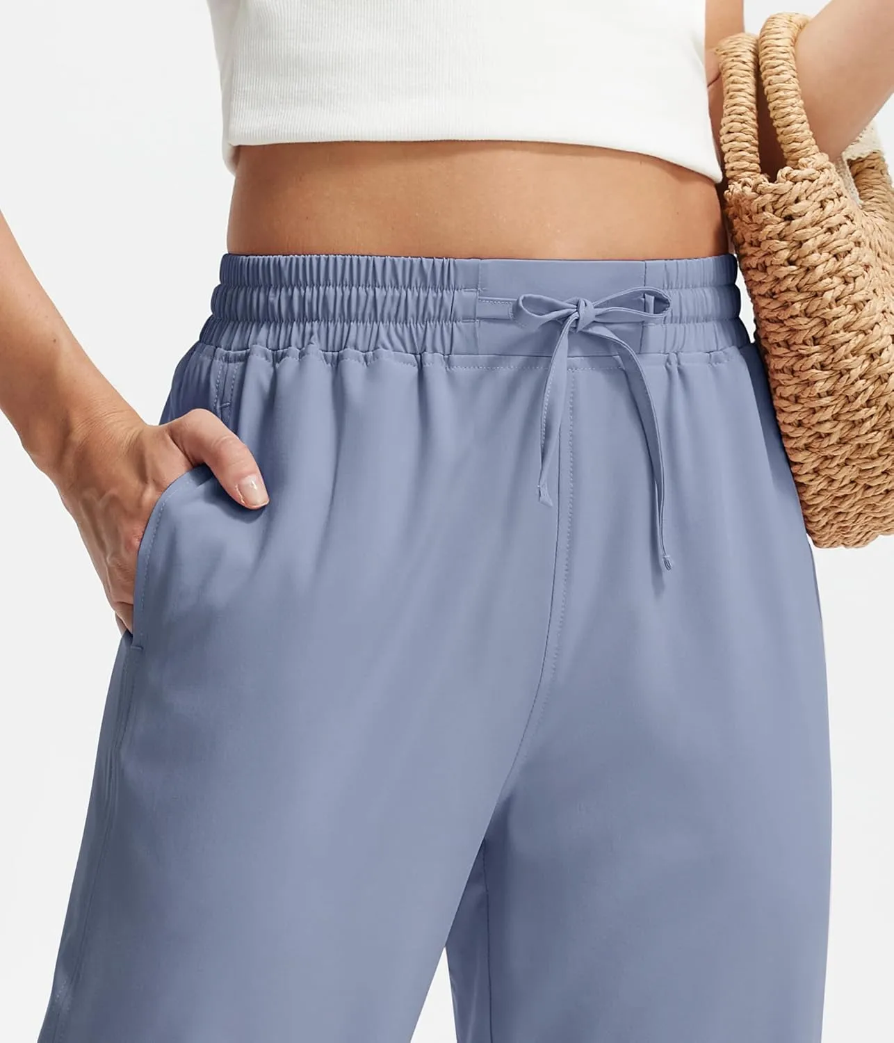 Libin Women's Lightweight Wide Leg Pants 27"/29" High Waisted Casual Work Pants Lounge Flowy Trousers with Pockets