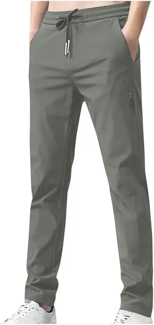 Lightweight Pants Men,Mens Outdoor Hiking Pants Casual Comfy Workout Trousers with Drawstring Mens Baggy Cargo Pants