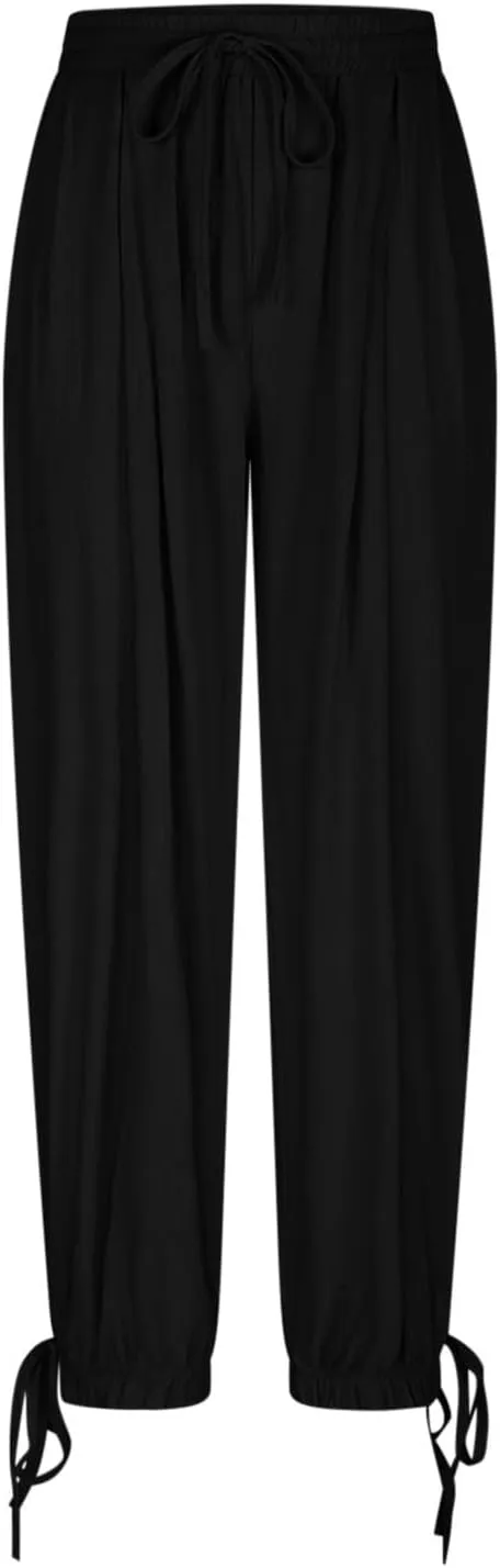 Linen Pants for Women Trendy Summer Bloomers Cinch Bottom Cropped Pant Casual Drawstring Waist Trouser wit Pockets