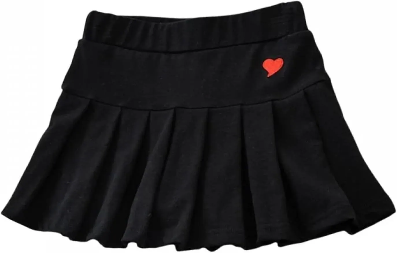 Little Girls Skorts Skirts Heart Print Cotton Pleated Skirt Toddler Cute Casual Trendy School Skirt Prty