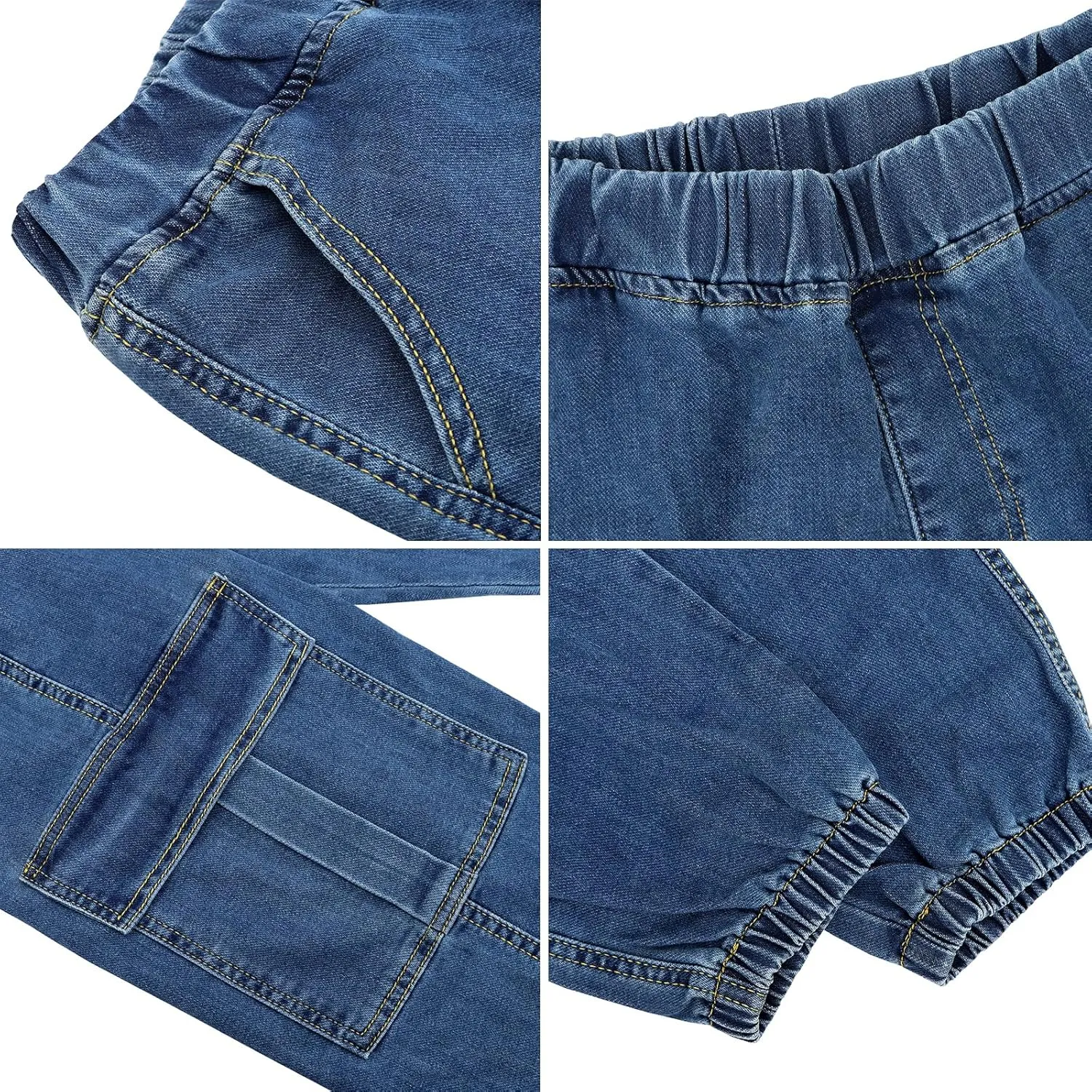LONGYIDA Jean Joggers for Women High Waisted Drawstring Elastic Waist Stretch Denim Pants