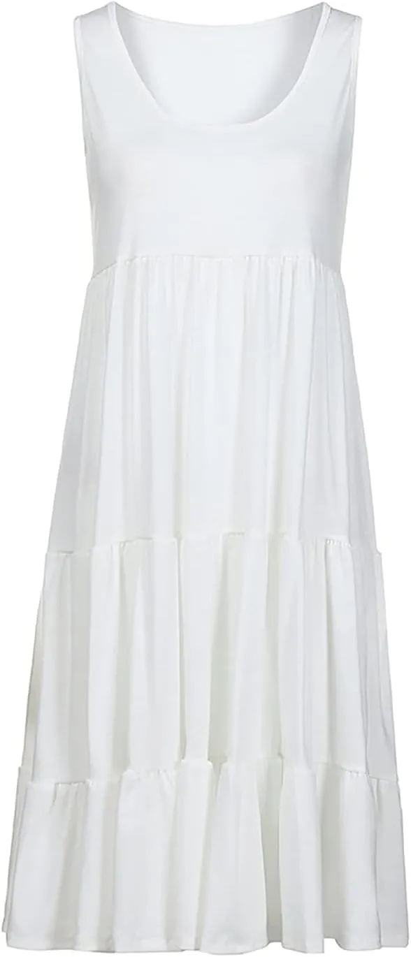 LRMQS Sundresses for Women Casual Beach 2024 Sleeveless Resort Wear Vacation Sun Dresses Tropical Spring Summer Tank Dress