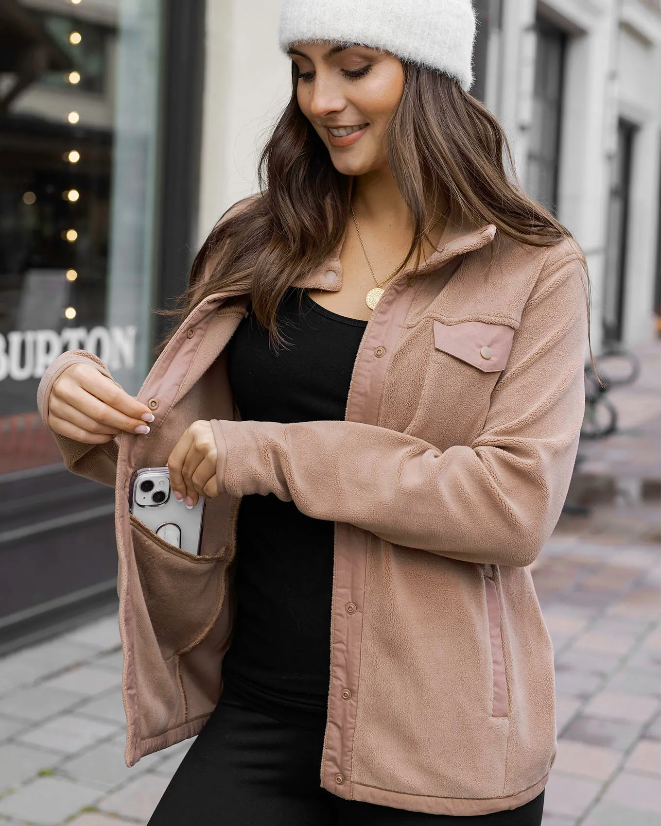 Luxe Cappuccino Teddy Fleece Jacket