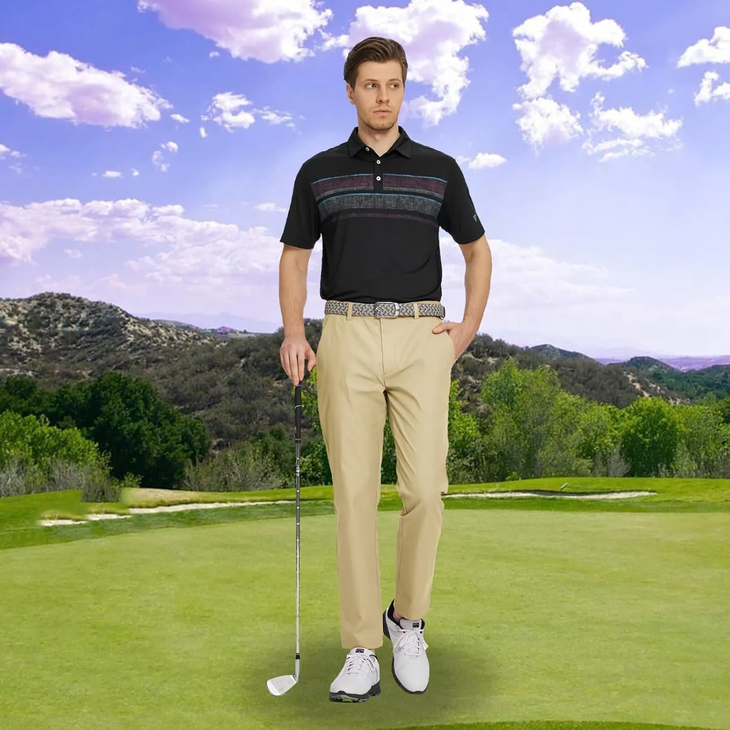 M MAELREG Golf Pants Men Quick Dry - 30"/32"/34" Stretch Lightweight 5 Pockets Water-Resistant Casual Mens Dress Pants