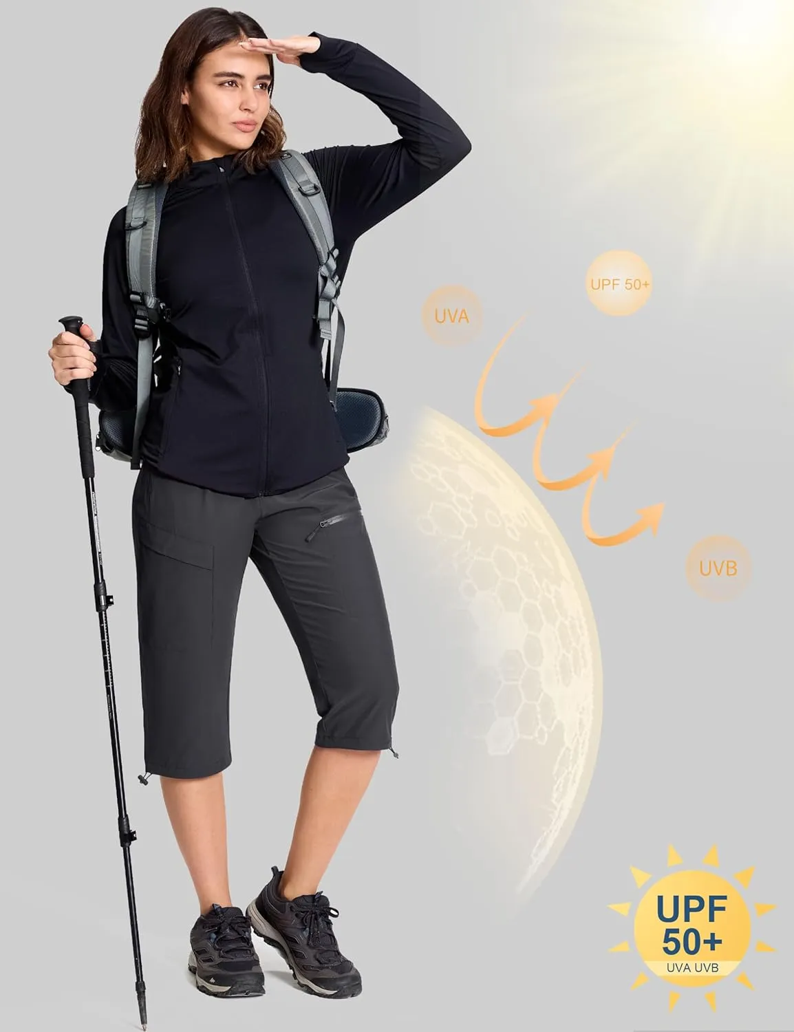 MAGCOMSEN Women's Cargo Capri Pants UPF 50  Lightweight Quick Dry Hiking Golf Travel Summer Pants with 5 Pockets