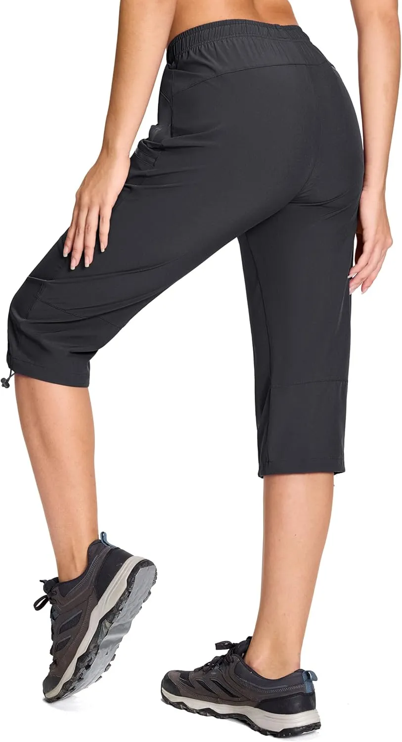 MAGCOMSEN Women's Cargo Capri Pants UPF 50  Lightweight Quick Dry Hiking Golf Travel Summer Pants with 5 Pockets