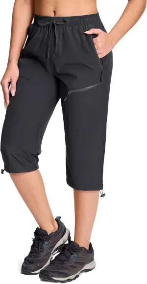 MAGCOMSEN Women's Cargo Capri Pants UPF 50  Lightweight Quick Dry Hiking Golf Travel Summer Pants with 5 Pockets