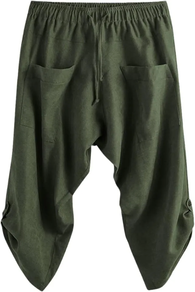 Men Medieval Trousers Cosplay Costume Pirate Renaissance Harem Pocket Pants Halloween Costumes Adult Vintage
