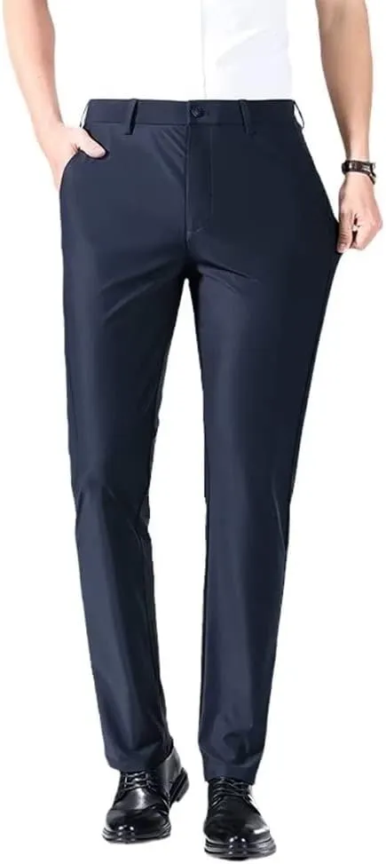 Men Stretch Dress Pants Slim Fit Skinny Suit Pants Flat-Front Bi-Stretch Dress Pant Straight Leg Front Pockets