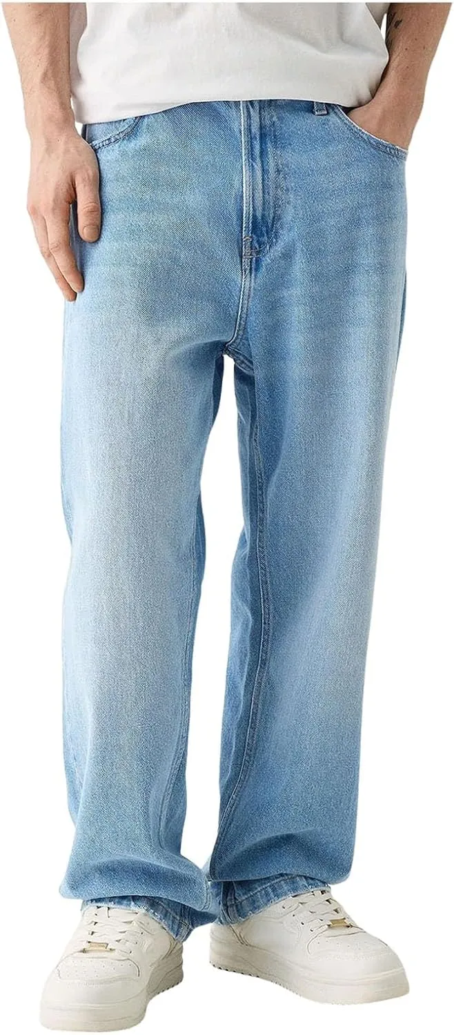 Men Y2k Jeans Hip Hop Baggy Star Embroidery Denim Pant Straight Wide Leg Denim Pants Harajuku Streetwear Graphic Jean Trouser