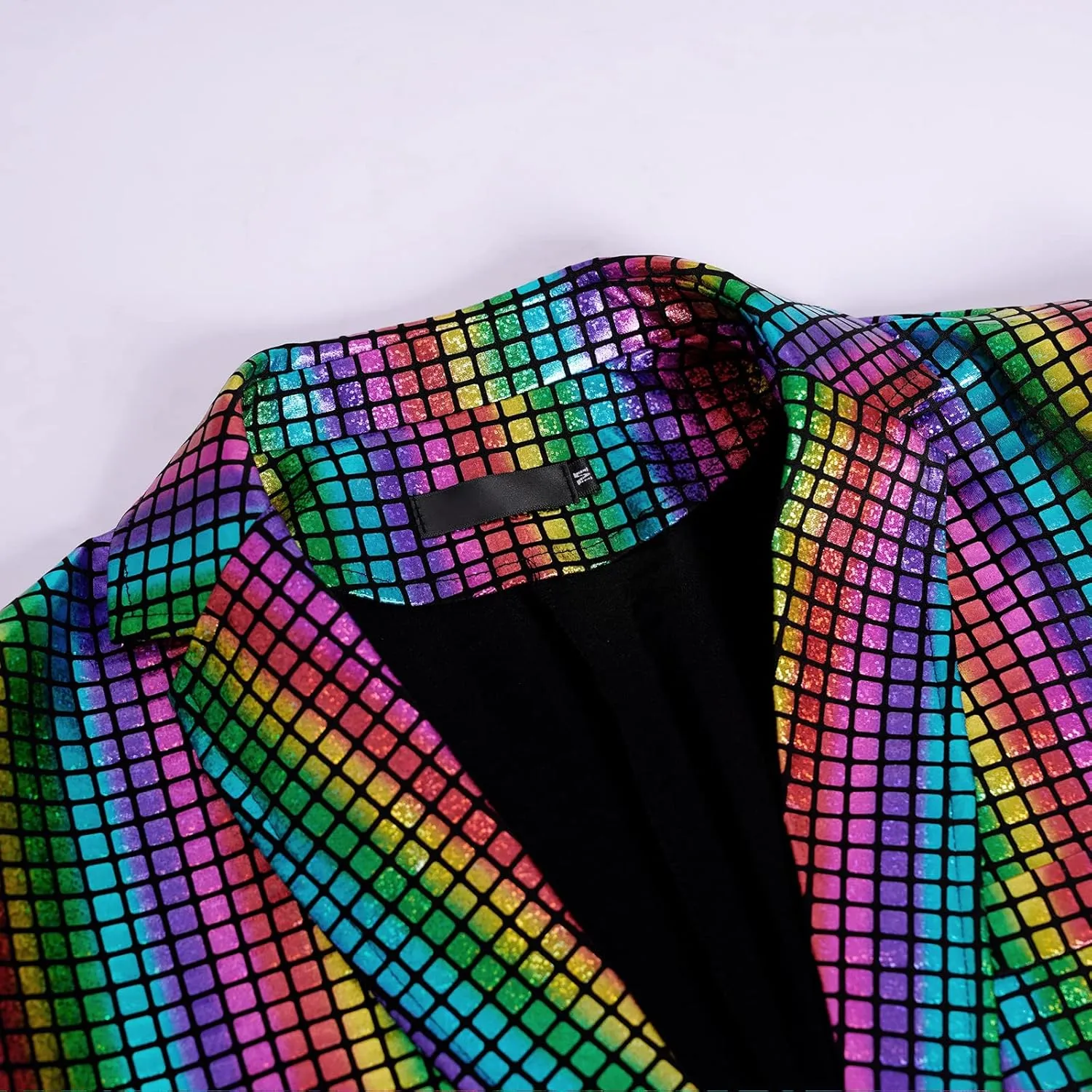 Mens 70s Disco Outfits Set Shiny Sequin Suit and Pants Halloween Costume