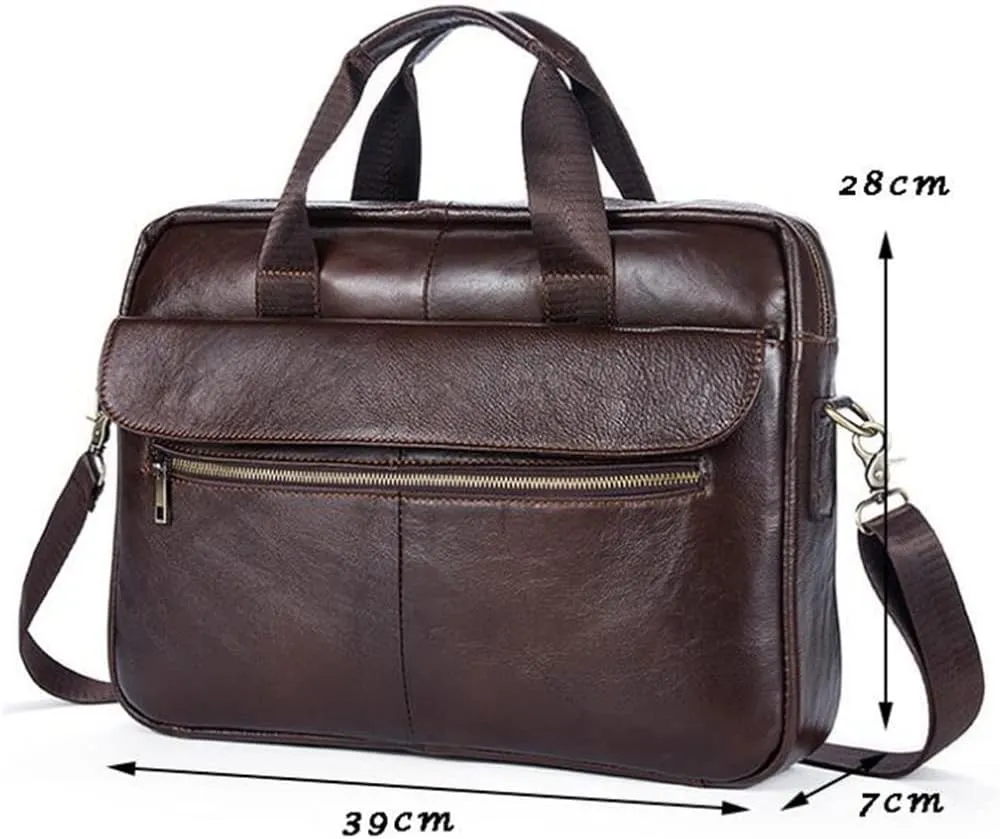 Men's Bag Business Men Business Briefcase Solid Color Cowhide Handbag