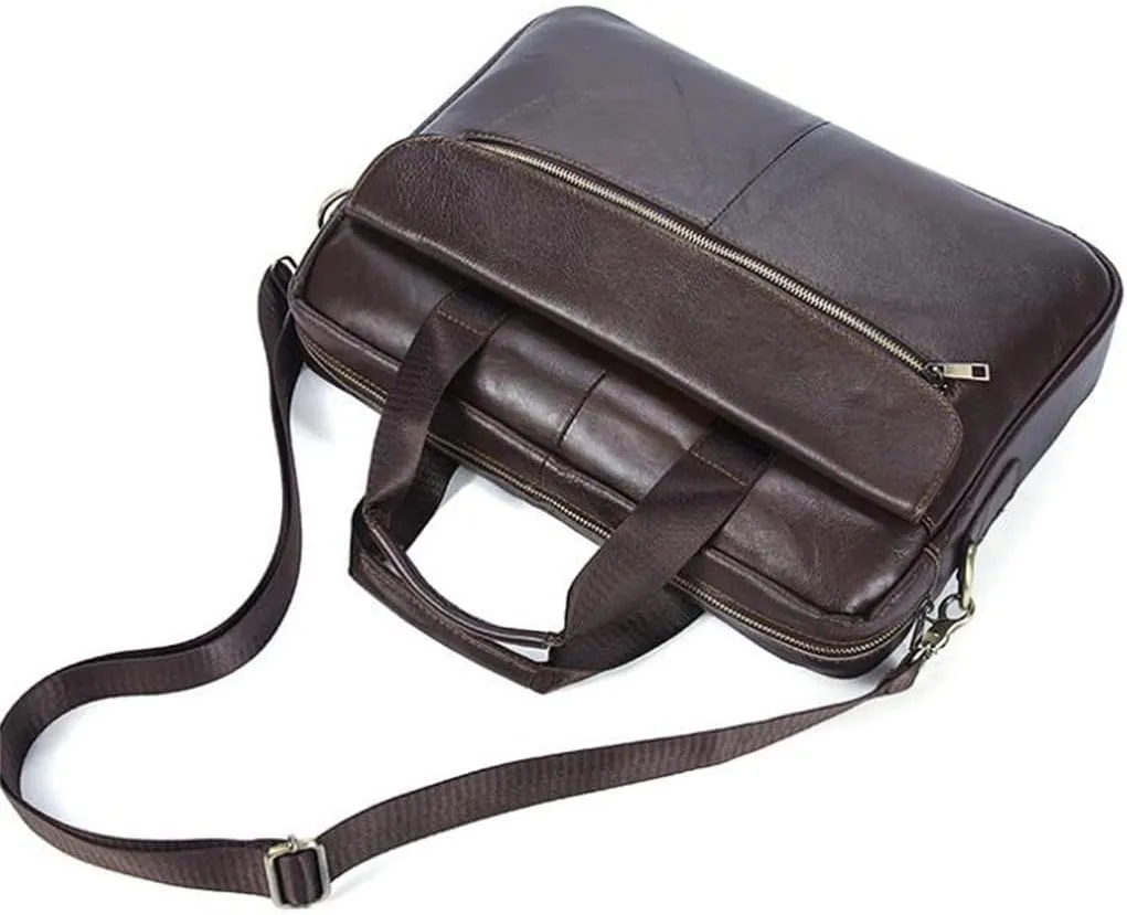 Men's Bag Business Men Business Briefcase Solid Color Cowhide Handbag
