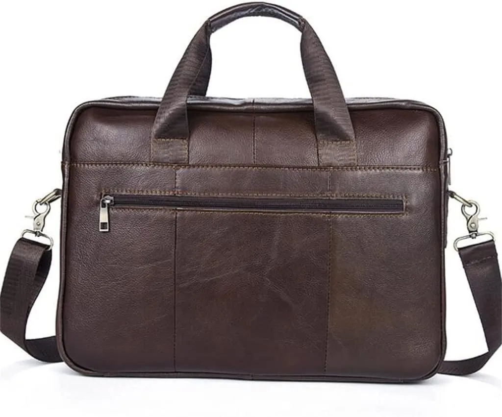 Men's Bag Business Men Business Briefcase Solid Color Cowhide Handbag