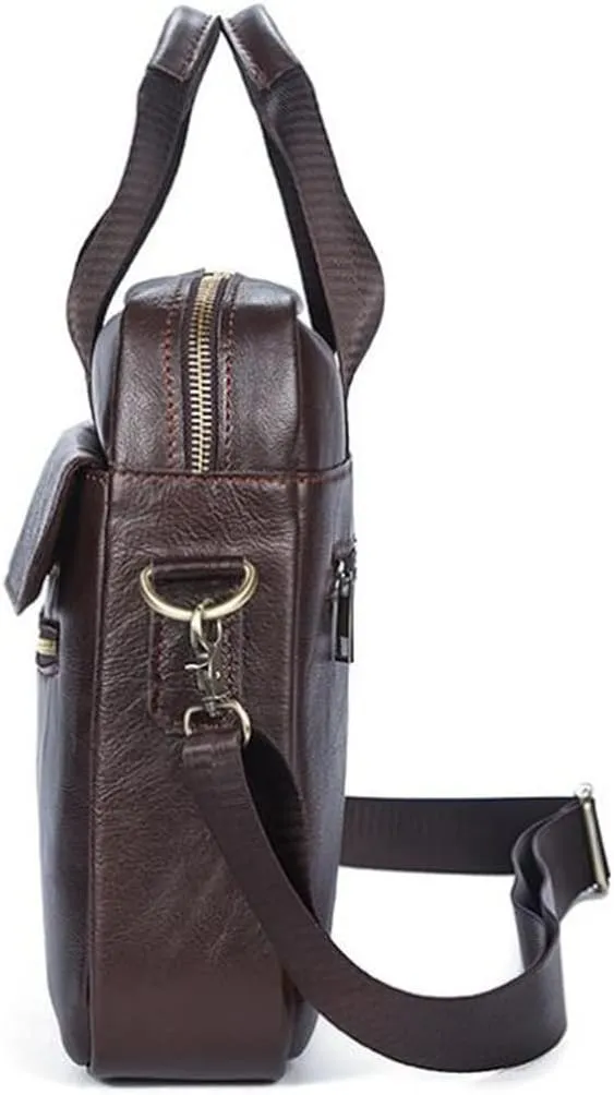 Men's Bag Business Men Business Briefcase Solid Color Cowhide Handbag