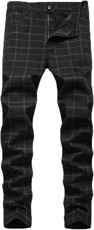Mens Casual Plaid Chino Pants Fashion Lightweight Flat-Front Stretch Skinny Slim Fit Business Dress Pants