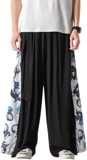 Mens Chinese Style Patchwork Vintage Man Leisure Trousers Harem Pants