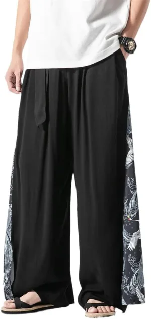 Mens Chinese Style Patchwork Vintage Man Leisure Trousers Harem Pants