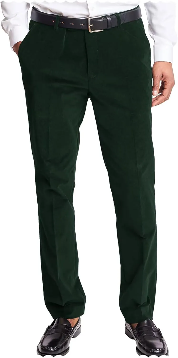 Men's Classic Fit Velvet Dress Pants for Wedding Dinner