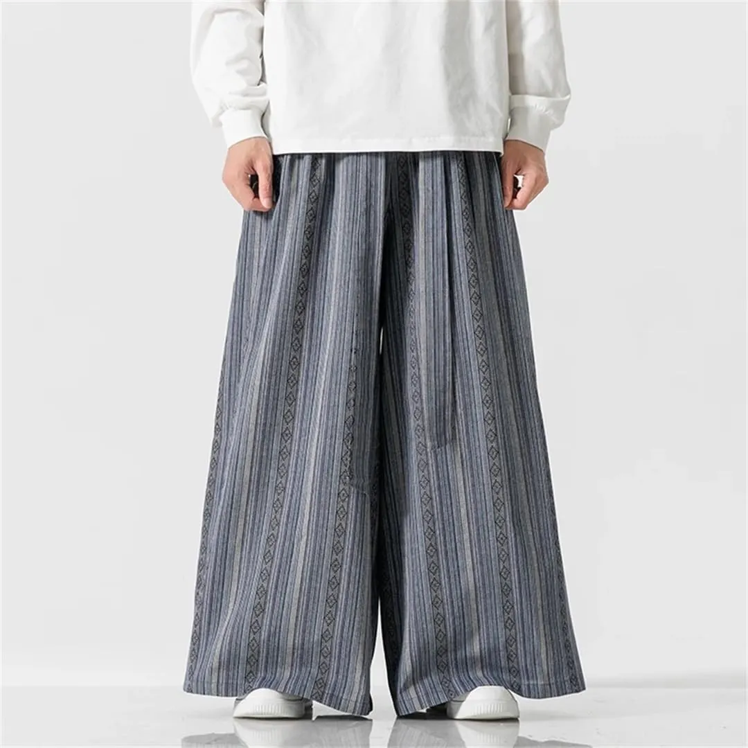 Men's Cotton Harem Pants Stretch Waist Harem Pants Oversized Wide Leg Pants Streetwear