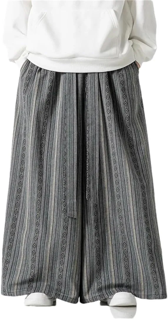 Men's Cotton Harem Pants Stretch Waist Harem Pants Oversized Wide Leg Pants Streetwear