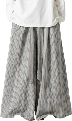 Men's Cotton Harem Pants Stretch Waist Harem Pants Oversized Wide Leg Pants Streetwear