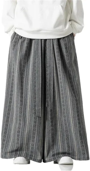 Men's Cotton Harem Pants Stretch Waist Harem Pants Oversized Wide Leg Pants Streetwear