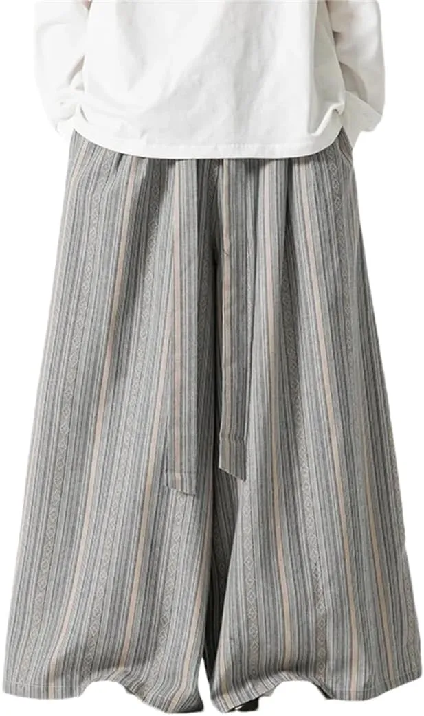 Men's Cotton Harem Pants Stretch Waist Harem Pants Oversized Wide Leg Pants Streetwear