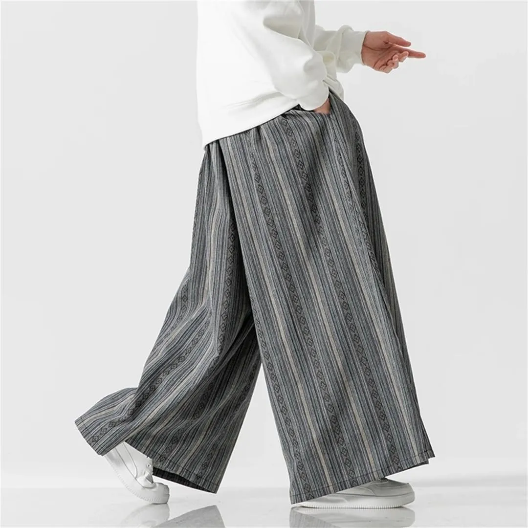 Men's Cotton Harem Pants Stretch Waist Harem Pants Oversized Wide Leg Pants Streetwear